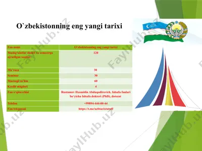 o‘zbekistonning eng yangi tarixi — PPTX