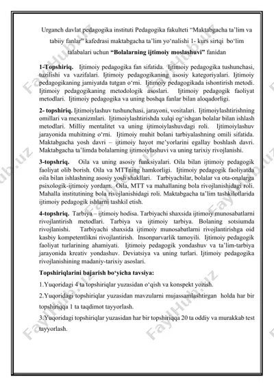 bolalarning ijtimoiy moslashuvi — DOCX
