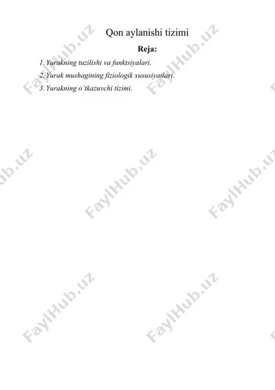 qon aylanishi tizimi — DOCX