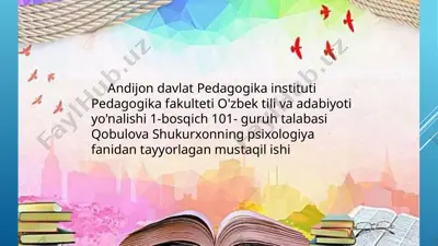 psixologiya fanidan tayyorlagan slayd — PPTX