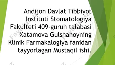 trankvilizator dori vositalarining klinik farmakalogiyasi — PPTX