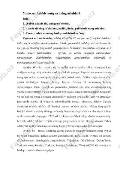 adabiy nutq va uning uslublari — DOCX