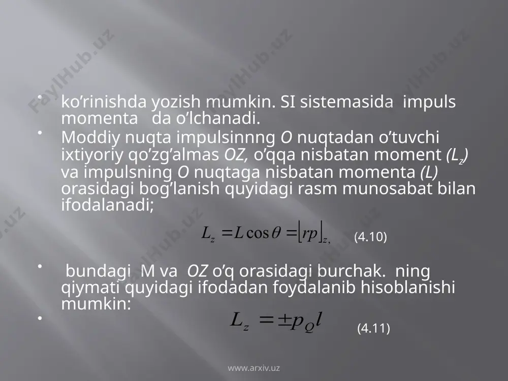 impuls momenti va uning o’zgarish qonuni - Page 4