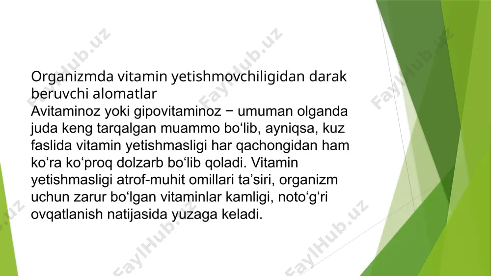 g pasayishi, diqqatni jamlash va xotiraning sustligi, charchoq va asabiylik kuzatilishi mumkin. agar ilgari qilingan ishning uchdan biriga ham kuch yetmasa, demak, shifokor ko‘rigidan o‘tish vaqti kelgan. foydalanilgan adabiyotlar xalmatova b.t, karimov m.sh «tibbiyot kasbiga kirish» toshkent arziqulov r. u ".sog'lom turmush tarzi" 2005 jil safarova d. valeologiya t 2006 jil sharipova dd. shoxmurova g a ibrahimxojaev b.u. mannopova n sh . "valeologiya asoslari" sharipova d. sodiqov q. shoxmurova g. arbuzova t. mannopova n valeologiya asoslari. tashkent 2009 image1.jpg image2.jpg image3.png image4.jpg /docprops/thumbnail.jpeg