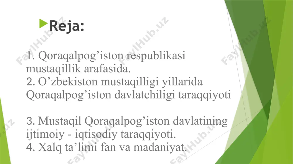 brda bo'lib o'tgan xi sessiyasida qoraqalpog'iston davlat bayrog'i, 1993-yil 9-aprelda bo'lib o'tgan xii sessiyasida davlat tamg'asi, 1993-yil 4-dekabrda bo'lib o'tgan xiv sessiyasida davlat madhiyasi tasdiqlandi. 3. mustaqil qoraqalpog’iston davlatining ijtimoiy - iqtisodiy taraqqiyoti. o'zbekistonda olib borilayotgan iqtisodiy islohotlarni amal-ga oshirishda ko'p millatli qoraqalpog'iston xalqining, ana shu mo'tabar yurt kishilarining ham munosib hissasi bor. shu bois mamlakat hukumati bu masalada qoraqalpog'iston respublikasini har tomonlama qo'llab-quvvatlamoqdaki, 1996-yili ushbu maqsadlar uchun 10 milliard so'm mablag' ajratildi. bu qora­qalpog'iston milliy daromadining 55 foizini tashkil qilardi. bundan tashqari, qoraqalpog'istonga berilayotgan moliyaviy yordam miqdo-ri 1994-yilga nisbatan 18 barobar ko'paydi. 2006-yilga kelib o'zbekiston markaziy budjetidan qoraqal­pog'istonga berilayotgan subvensiya, ya'ni moliyaviy yordam miqdo-ri yana ham ko'paydi yoki butun qoraqalpog'iston budjeti xarajatla-rining 75 foizini tashkil etmoqda. o'zbekiston hukumatining amaliy yordami qoraqalpoq xalqining fidoyi mehnati tufayli keyingi yillarda qoraqalpog'istonda aholi turmush sharoitini yaxshilash, tub iqtisodiy islohotlarni amalga oshirish borasida qator ijobiy natijalarga erishildi. eng avvalo, elda tinchlik va barqarorlik mustahkamlandi. …