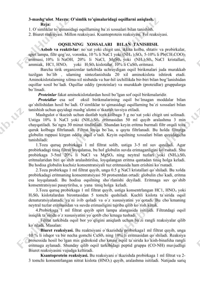 o'simlik to'qimalaridagi oqsillarni aniqlash — DOC