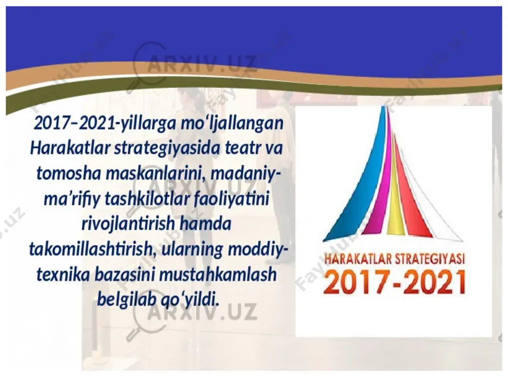 l etish. . 4,4. aholini ijtimoiy himoya qilish va sog'liqni saqlash tizimini takomillashtirish, xotin-qizlarning ijtimoiy-siyosiy faolligini oshirish aholining, ayniqsa, yoshlarning intellektual va ma'naviy ehtiyojlarini yanada to'laroq qondirish maqsadida: «adabiyotga e'tibor — ma'naviyatga, kelajakka e'tibor» shiori ostida respublika «kitob bayrami» an'anaviy tadbiri va uning doirasida «kitob — millatning bebaho ma'naviy va madaniy merosi» mavzuida ilmiy-amaliy konferentsiya tashkil etish va o'tkazish; «bolalar kitoblari» an'anaviy respublika festivalini tashkil etish va o'tkazish; har bir tuman markazida kitob do'konlarini ochish va ularni yangi asarlar bilan boyitish; 40 ga yaqin nomdagi o'zbek mumtoz va hozirgi zamon adabiyoti, jahon mumtoz adabiyoti durdonalarini nashr etish va hududlarda, xususan, respublika axborot-resurs markazlarida ularning taqdimotini o'tkazish. o'zmaa, xalq ta'limi vazirligi, ovao'mtv, madaniyat va sport ishlari vazirligi, ma'naviyat targ'ibot markazi, o'zbekiston yozuvchilar uyushmasi, tasviriy oyina, «kamolot» yoih, qoraqalpog'iston respublikasi vazirlar kengashi, viloyatlar va toshkent shahar hokimliklari o'zbekiston badiiy akademiyasi, ova o'mtv, xalq ta'limi vazirligi, madaniyat va sport ishlari vazirligi 271- band …
