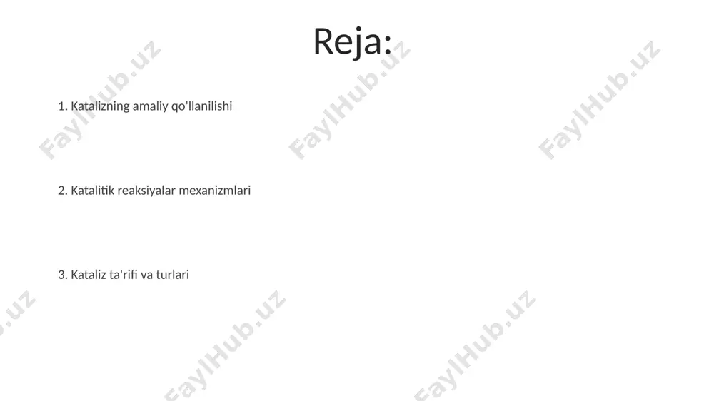 levodorodlarni 90% gacha kamaytiradi, bu platina, palladiy va rodiydan foydalanib amalga oshiriladi. katalizning sanoatdagi qo'llanilishi ammiak ishlab chiqarishda (haber-bosch jarayoni) temir katalizatorlar yordamida yillik 150 million tonnadan ortiq ammiak oʻgʻit sifatida ishlab chiqariladi, bu oziq-ovqat xavfsizligi uchun juda muhim. katalitik kreking jarayoni neftni qayta ishlashda 1000°c dan yuqori haroratda ogʻir uglevodorodlarni engilroq fraksiyalar (benzin, dizel yoqilgʻisi) ga aylantirishda muhim ahamiyatga ega. katalizning ekologik jihatlari ba'zi fermentativ katalizatorlar, masalan, gidrogenaza, vodorod ishlab chiqarishda ishlatiladi, bu esa 20-30% gacha energiya samaradorligini oshirishi va karbon emissiyasini kamaytirishi mumkin. katalitik reaksiyalarni optimallashtirish orqali kimyoviy sanoatda ishlatiladigan xom ashyolar miqdorini 15-25% ga kamaytirish va chiqindilarni minimallashtirish mumkin, bu atrof muhitga ijobiy ta'sir ko'rsatadi. katalizatorlarni tanlash va optimallashtirish katalitik jarayonlarni optimallashtirishda reaksiya harorati, bosimi va katalizator konsentratsiyasi kabi omillarni o'zgartirish orqali reaksiya tezligini 2-3 baravar oshirish mumkin. katalizatorning sirt maydonini oshirish (masalan, nanopartikulalar yordamida) yoki promoterlar qo'shish orqali katalitik faollikni 5-10 marta yaxshilash mumkin. katalizatorlar sanoatda, …