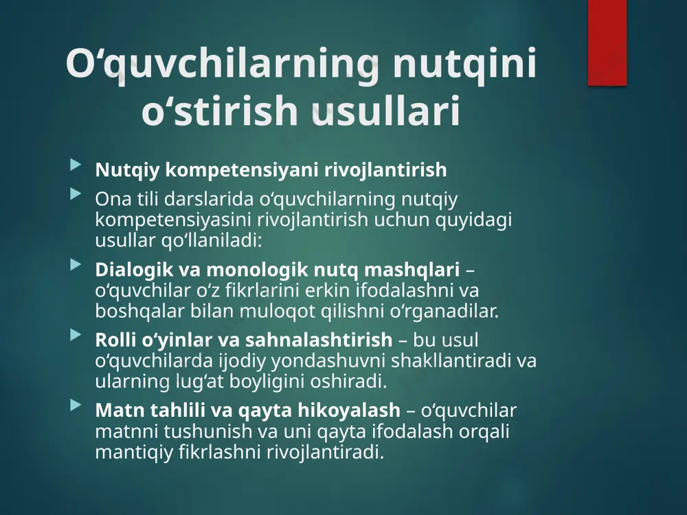 ona tili talimida o'quvchilar nutqini o'stirish, o'quvchilar bilimini nazorat qilish va baholash masalalari - Page 4