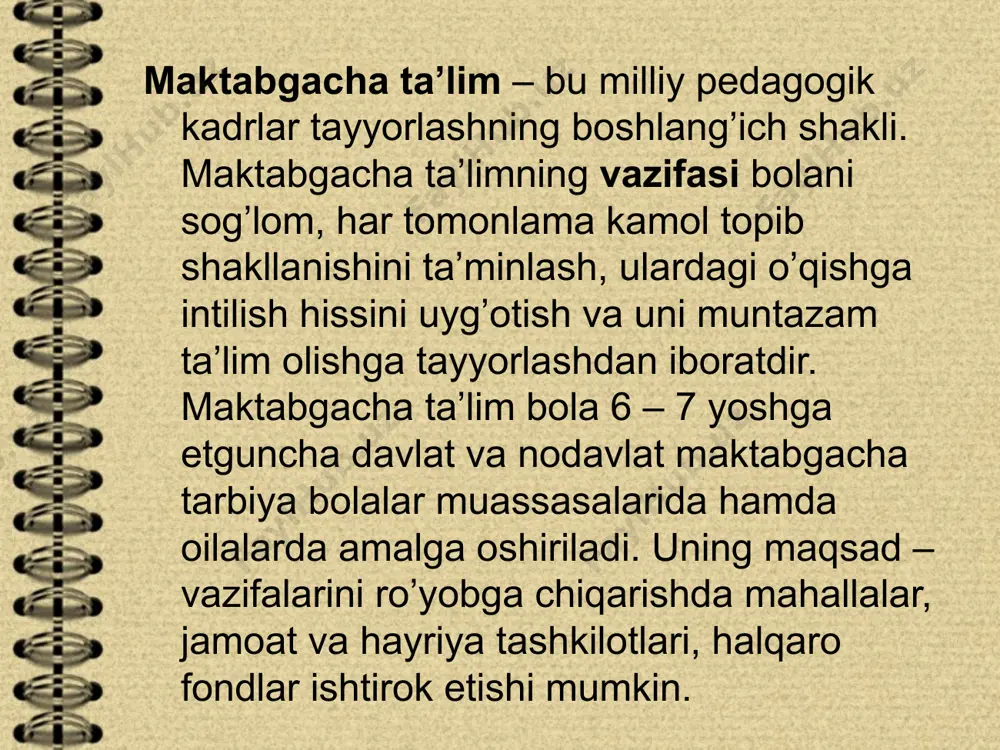 arga ho’jalik, fan, tehnika va madaniyat tarmoqlari uchun yuqori oliy malakali mutahassislar tayyorlash oliy ta’lim jarayonida oliy ma’lumot olinadi. “oliy ma’lumot” tushunchasi esa muayyan ihtisoslikdan nazariy va amaliy vazifalarni hal etish imkoniyatini beradigan bilim va malakalar majmuini ifodalaydi. oliy ta’lim haqidagi hozirgi tushunchalar birinchi marta g’arb mamlakatlarida xv – xvii asrlarda dunyoviy oliy maktablar, keyinroq univesitetlar paydo bo’lishi bilan vujudga keldi. oliy ta’limning dts – ta’limning bakalavriat muayyan yo’nalishi yoki magistratura mutahassisligiga qo’yiladigan malaka talablari, ta’lim mazmuni, bakalavr yoki magistr tayyorgarligining zaruriy va etarli darajasini, kadrlar tayyorlash sifatini baholash darajalarini belgilaydigan etalon daraja. bakalavriat – mutahassisliklar yo’nalishlari bo’yicha fundamental va amaliy bilim beradigan, ta’lim muddati kamida 4 yil bo’lgan tayanch oliy ta’limdir. magistratura – aniq mutahassislik bo’yicha fundamental va amaliy bilim beradigan bakalavriat negizida ta’lim muddati kamida 2 yil davom etadigan oliy ta’limdir. oliy o’quv yurtidan keyingi ta’lim. oliy o’quv yurtidan keyingi ta’lim jamiyatning oliy malakali ilmiy va ilmiy – …