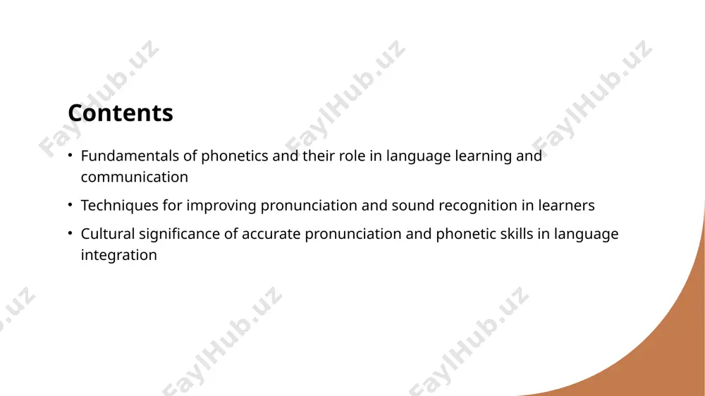 tion enables speakers to connect authentically, demonstrating respect for cultural nuances and encouraging empathetic communication. enhancing cultural identity mastering phonetic elements reinforces cultural identity, allowing learners to express their heritage confidently while integrating seamlessly into diverse linguistic communities. phonetic exercises: practical techniques for enhancing pronunciation accuracy articulatory placement techniques focused exercises on tongue, lip, and jaw positioning help learners produce sounds accurately, such as practicing lip rounding for vowels or tongue placement for consonants like /r/ and /l/. repetition and shadowing repeating words and sentences or shadowing native speakers enhances muscle memory, improves intonation, and reinforces correct pronunciation, leading to greater phonetic precision. minimal pair practice using minimal pairs (e.g., ship/sheep, bat/bet) sharpens learners’ ability to distinguish and produce similar sounds, crucial for reducing accents and improving comprehension. using audio-visual tools to improve sound recognition in language learners interactive audio-visual resources using videos, recordings, and interactive apps helps learners differentiate …