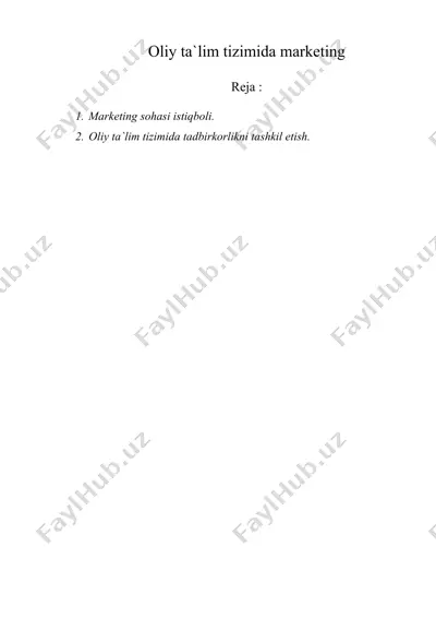 oliy ta'lim tizimida marketing — DOC