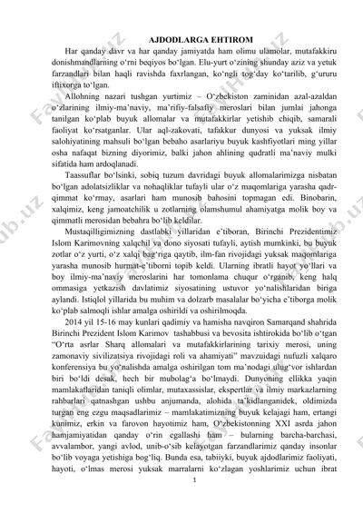 ajdodlarga ehtiram — DOC