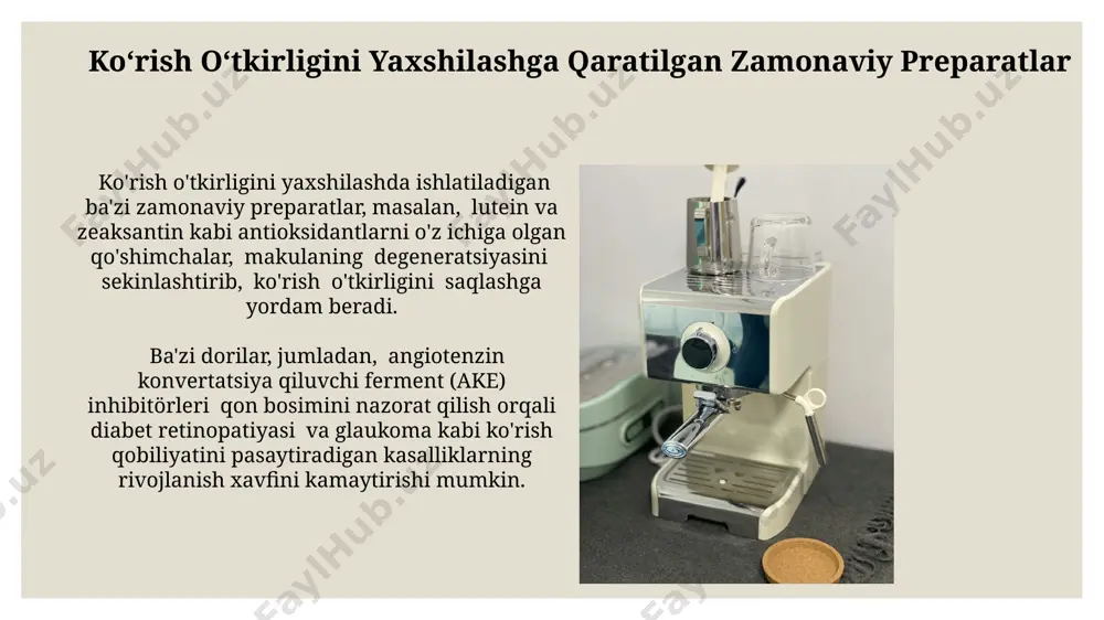 da qo‘llaniladigan zamonaviy preparatlar ovoz burunlarining infektsiyalarida 2-3 kun davomida qo'llaniladigan antibiotiklar, masalan, azitromitsin yoki amoksitsillin, bakterial infektsiyalarni davolashda muhim rol o'ynaydi. ovoz burunlarining surunkali yallig'lanishini davolashda 6-8 hafta davomida qo'llaniladigan 0,05% yoki 0,1% siklosporin a eritmalari yallig'lanish jarayonini bostirishda yordam beradi. sinusit davolashda qo‘llaniladigan zamonaviy preparatlar nazal sprey shaklidagi kortikosteroidlar (flutikazon, mometazon) yallig'lanishni kamaytirishda samarali, 7 kunlik davolashdan so'ng sezilarli yaxshilanish kuzatiladi, ammo allergik rinitda qo'llanilishi mumkin. sinusit davolashda keng qo'llaniladigan zamonaviy preparatlar orasida 3-avlod tsefalosporinlar (masalan, tseftriakson) va makrolidlar (azitromitsin) yuqori samaradorlikka ega bo'lib, bakteriyalarni 90% ga yaqin darajada yo'q qiladi. quloq infeksiyalarini davolashda qo‘llaniladigan zamonaviy antibiotiklar ko'plab kuzatilayotgan bakteriyalar, masalan, staphylococcus aureus va streptococcus pneumoniae,ga qarshi yuqori samaradorlik ko'rsatadigan 3-avlod tsefalosporinlar, jumladan seftriakson va tsefotaksim, quloq infektsiyalarida keng qo'llaniladi. quloq infektsiyalarida qo'llaniladigan fluoroquinolonlar guruhiga kiruvchi antibiotiklar, masalan, levofloksatsin va siprofloksatsinning 7 kun davomida qo'llanilishi yuqori samaradorlikni ta'minlaydi, ammo qarshilik rivojlanishiga olib kelishi mumkin. zamonaviy oftalmologik preparatlar ko'zning …