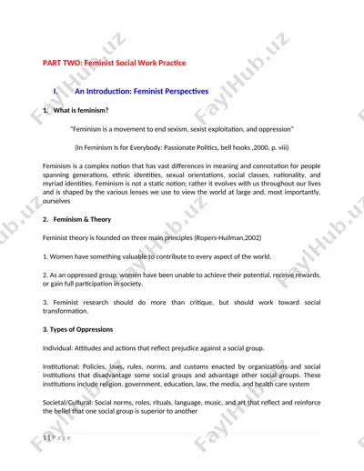 feminist social work practice — DOC