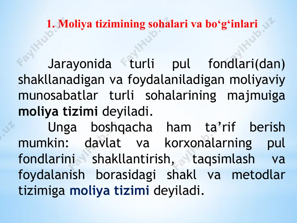 spublika yo‘l fondi; • o‘zbekiston respublikasi davlat mulkini boshqarish va tadbirkorlikni qo‘llab-quvvatlash davlat qo‘mitasining maxsus hisob varag‘i; • ish bilan ta’minlashga ko‘maklashuvchi davlat fondi; • o‘zbekiston respublikasi byudjetdan tashqari pensiya fondi. davlat maqsadli fondlarida katta miqdordagi mablag‘larning to‘planganligi sharoitida davlat moliyaviy nazoratining susayishi bu mablag‘lardan samarasiz foydalanishga va turli-tuman su’istemol qilish holatlarining sodir etilishiga olib kelishi mumkin. shuning uchun ham davlat moliyaviy resurslaridan foydalanish ustidan nazoratni kuchaytirish maqsadida ularni davlat byudjetiga jamlash (konsolidatsiya qilish) maqsadga muvofiqdir. bunda jamlangan (konsolidatsiya qilingan) fondlarning maqsadli yo‘nalishi o‘zgartirilmasdan saqlanib qolishi ta’minlanishi lozim. davlat krediti “davlat moliyasi va mahalliy moliya” sohasining o‘ziga xos bo‘g‘ini hisoblanadi. uning o‘ziga xosligi davlatning markazlashtirilgan fondlariga mablag‘larni jalb qilish bo‘yicha moliya-kredit munosabatlarining alohida shakllari bilan belgilanadi. davlat krediti davlat, yuridik va jismoniy shaxslar o‘rtasidagi pul munosabatlarining o‘ziga xos alohida shaklidan iboratdir. bunda davlat, asosan, mablag‘larni qarzga oluvchi va shuningdek, kreditor va garant (kafil) sifatida ham maydonga chiqadi. hozirgi sharoitda davlat …