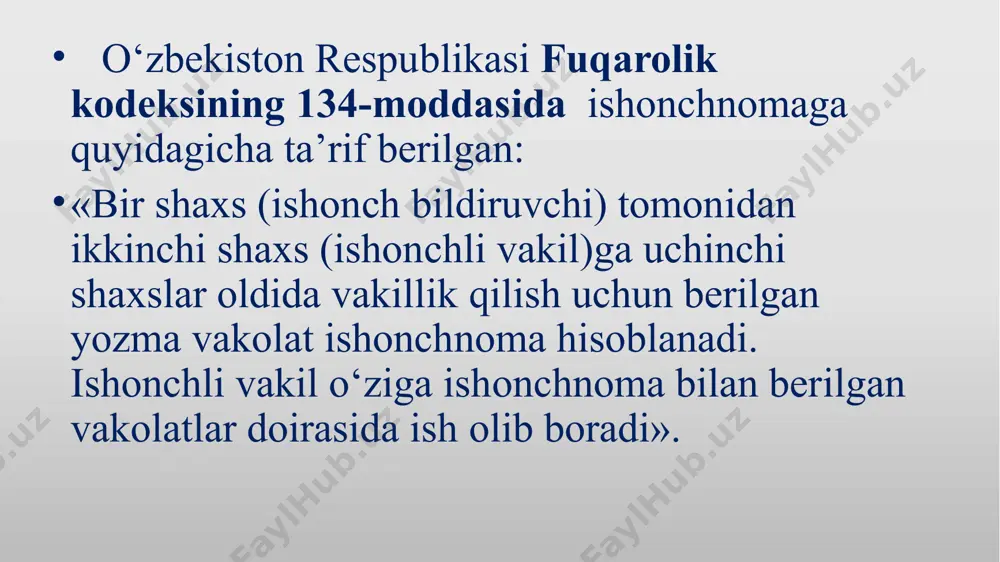 q nomi. 3. hujjat turining nomi (tushuntirish xati). 4. hujjat matni (mazmuni). 5. imzo. 6. sana (hujjat yozilgan vaqt) samdu huquqshunoslik fakulteti dekani m. botirovga 1-bosqich talabasi ahmadjon dadaxo‘jayevdan tushuntirish xati surxondaryo viloyatida bir necha kun samolyotlar uchishi uchun qulay ob-havo bo‘lmagani tufayli 2019-yil 28–29-oktabr kunlariga belgilangan mashg‘ulotlarga yetib kela olmadim. (imzo) a. dadaxo‘jayev 2019-yil 31-oktabr image1.jpeg image2.png /docprops/thumbnail.jpeg
