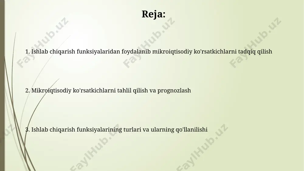 20 gektar maydonda 3 turdagi o'g'itlarning hosildorlikka ta'sirini o'rganishda cobb-douglas funksiyasi qo'llanishi natijasida eng samarali variant aniqlandi. avtomobil ishlab chiqarishda, kapital va mehnat xarajatlarini o'zgartirish orqali, ishlab chiqarish funksiyasidan foydalanib, optimal ishlab chiqarish hajmini aniqlash va 5% tejashga erishish mumkin. ishlab chiqarish funksiyalari tushunchasi ishlab chiqarish funksiyasining samaradorlikni o'lchashda ahamiyati katta, chunki u 10% ko'proq kapital sarflash 5% ga chiqishni oshirishi mumkinligini ko'rsatishi mumkin. ishlab chiqarish funksiyasi ikki yoki undan ortiq kirish omillarining (masalan, mehnat va kapital) chiqish miqdoriga bog'liqligini matematik ifoda etadi, ko'pincha cobb-douglas funksiyasi yordamida modellashtiriladi. xulosa va tavsiyalar tadqiqot natijalari shuni ko'rsatdiki, iqtisodiy o'sishning 70% dan ortig'i texnologik taraqqiyotga bog'liq bo'lib, qolgan qismi esa kapital va mehnat resurslarining samarali ishlatilishiga bog'liq. modellashtirish natijalari shuni tasdiqladiki, optimal resurslar taqsimoti bilan yalpi ichki mahsulotni 5% ga oshirish mumkin, ammo bu bir vaqtning o'zida 2% inflyatsiya xavfini tug'dirishi mumkin. ishlab chiqarish funksiyasining parametrlarini baholash usullari ishlab chiqarish funksiyasining samaradorligini baholash …