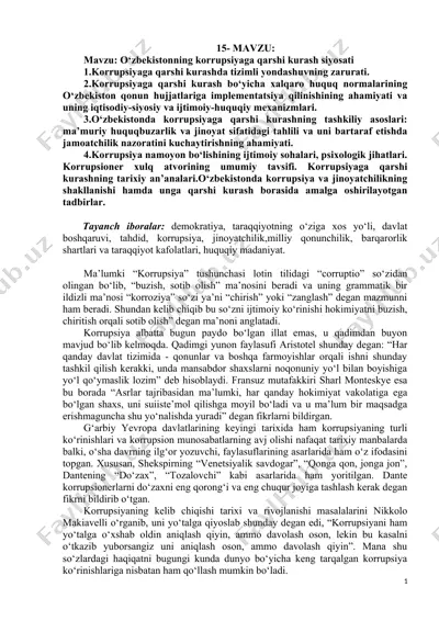 korrupsiyaga qarshi kurash siyosati — DOCX