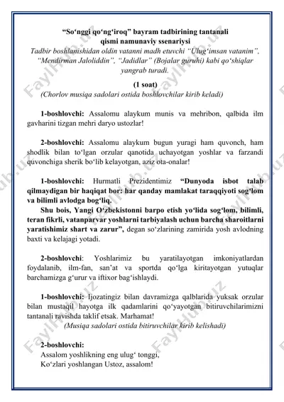 "soʻnggi qoʻngʻiroq" bayram tadbiri — DOCX