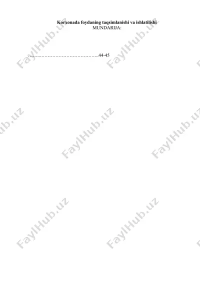 korxonada foydaning taqsimlanishi va ishlatilishi — DOC