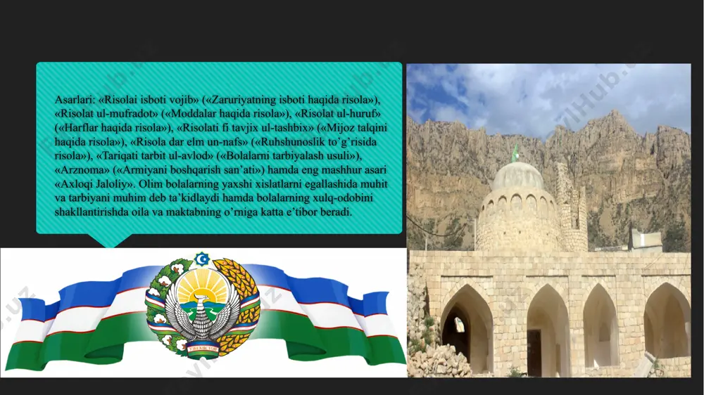 asar yusuf qorabog‘iy, abu tohir samarqandiy, abdulla avloniylarning pedagogik va axloqiy dunyo qarashi shakllanishida katta o‘ringa ega bo‘lgan. shu sabab, davoniyning mazkur asarini o‘rganmay, xv asrdan keyingi o‘zbekistonning pedagogik fikri rivojlanishining o‘ziga xos xususiyatlari va asosiy yo‘nalishlarini aniqlash qiyin bo‘lardi, desak mubolag‘a bo‘lmaydi. jaloliddin davoniy ota – onaning bolani tarbiyalashdagi ahamiyatiga keng to’xtalgandi. uning fikricha, oila tarbiyasida ota ham, ona ham teng huquqli, teng ishtirok etishi bolaning yaxshi xulq – odob qoidalarini muayyan bir kasbni egallashiga ko’maklashishi ilm – fan va kasb – hunar egallashining moddiy asosi bo’lmishoziq – ovqat, kiyim – kechak, kerakli buyum va jixozlarni yetkazib berish uchun jozibalik ko’rsatishi kerak foydalanilgan adabiyotlar ro’yxati abdiquddusov o., rashidov h. kasb-hunar ta’limi pedagogikasi.o‘quv qo‘llanma. – t: o‘mkhttkmovauqt instituti, 2009. - 120 b. muslimov n.a., mullaxmetov r.g. kasb tanlashga yo‘llash. o‘quv qo‘llanma. –t.: 2007. - 165 b. olimov q.t. kasb ta’limi uslubiyati. o‘quv qo‘llanma. –t.: 2006. - 164 b. xakimova m.kasbiy …