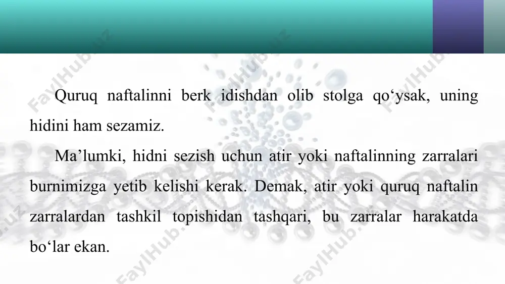 molekulalarning o‘zaro ta’siri va harakati. broun harakati 6-sinf - Page 3