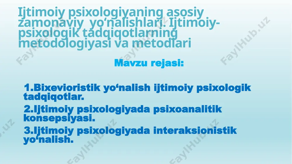 nilgan). bixeviorizmning ilk g’oyalari e. torndayk (1874— 1949) asarlarida o’z aksini topgan. bixeviorizm dasturi va shu atamaning o’zi birinchi bor j. b. uotson tomonidan taklif etilgan (1913). bixeviorizm ilmiy asoslarining shakllanishiga v. m. bexterev va i. p. pavlovlarning ishlari katta ta’sir ko’rsatgan. bixeviorizm ta’limotiga ko’ra, odamda, u tug’ilgan vaqtda nisbatan oz (kam) sonli xulqning tug’ma tizimlari (nafas olish, yutish va shu kabilar) mavjud bo’ladi va keyinchalik shular ustiga ancha murakkabroq xulq jarayonlari qo’shilib boradi. bixeviorizm yo'nalishlari doirasida o'tkazilgan ijtimoiy psixologik tadqiqotlar avvalo amerikalik olimlar k.xall va v.skinnerlar nomi bilan bog'liq. ular va ularning izdoshlari hisoblangan k.miller, d.dollard, dj.tibo, g.kelli va boshqalar diada — ikki kishi o'rtasidagi munosabatlarning xilma-xil eksperimental ko'rinishlarini tadqiq qilib, ularda matematik o'yin nazariyasi elementlarini kuzatdilar. diada sharoitida tajribada o'tkazilgan tadqiqotlarda asosan mustahkamlash g'oyasini isbot qilishga urinildi. klassik bixeviorizmdan farqli o'laroq ijtimoiy psixologik bixevioristlar hayvonlar o'rniga laboratoriyaga naqd pulga odamlarni taklif eta boshladilar, shuning uchun ham ularning g'oyasida …
