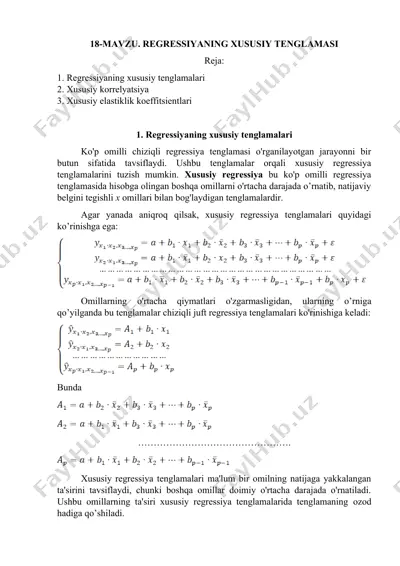 regressiyaning xususiy tenglamasi — DOC