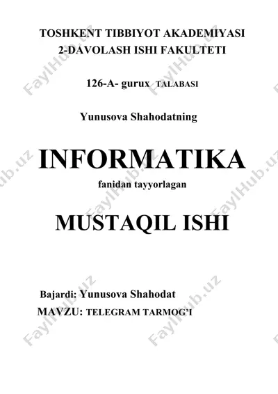 telegram tarmog'i — DOCX