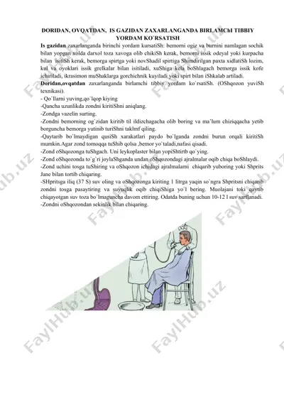 birlamchi tibbiy yordam kursatish — DOC