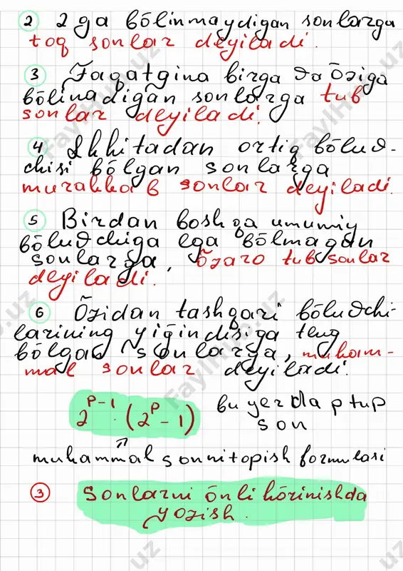 sonlar ,bo'linish belg'ilari ,tub va murakkab sonlar tushunchasi - Page 3