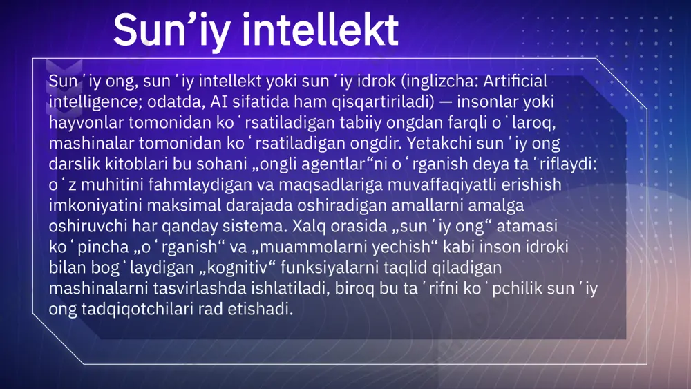 tologlar; 5.o‘qituvchilar; 6.moliyaviy ish o‘rinlari (moliyaviy tahlilchilar, shaxsiy moliyaviy maslahatchilar); 7.treyderlar; 8.grafik dizaynerlar; 9.buxgalterlar; 10.qo‘llab-quvvatlash xizmati xodimlari. yechim va takliflar midjourney 04 you can enter a subtitle here if you need it the future of technology product demo you can replace the image on the screen with your own work. just right-click on it and select “replace image” image1.jpeg image4.png image3.png image5.png image6.jpeg image7.png image8.png image9.jpeg image10.jpeg image11.png image12.jpeg image13.png image14.png image15.jpeg image16.jpeg image17.jpeg image18.jpeg image19.jpeg image20.jpeg image21.jpeg image22.jpeg image23.jpeg image24.jpeg image25.jpeg image26.jpeg image27.jpeg image28.jpeg image29.jpeg image30.jpeg image31.jpeg