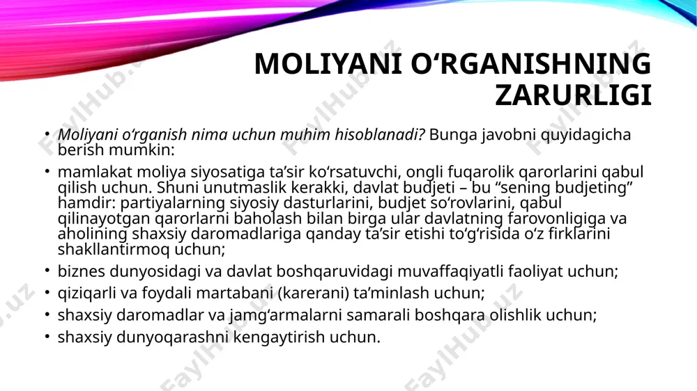 ajatlar qismi asosiy guruhlari bir necha yuz-yilliklar deyarli o‘zgarmay keldi. o‘sha davrdayoq xarajatlarni to‘rtta yo‘nalishi belgilangan edi: harbiy maqsadlarga, boshqaruvga, iqtisodiyotga, ijtimoiy zaruriyatlarga. davlat xarajatlaridagi tarkibiy o‘zgarishlar xx asrning ikkinchi yarmida yuz berdi. ular ba’zi g‘arbiy yevropa mamlakatlarining harbiy xarajatlarni sezilarli qisqartirib, ijtimoiy maqsadlarga, iqtisodiyotga xarajatlar qilishga ko‘proq e’tibor berganliklarida namoyon bo‘ladi. pul shaklidagi soliqlar birmuncha afzal xususiyat kasb etdilar. avvalgi davlat daromadlari, asosan, natural to‘lov va in’omlar hisobiga shakllangan. moliya - bu davlatning o‘z vazifa, funksiyalarini bajarish va kengaytirilgan takror ishlab chiqarish sharoitlarini ta’minlash maqsadida markazlashgan va markazlashmagan pul fondlarini shakllantirish jarayonida yuzaga keladigan, davlat tomonidan tashkil qilinadigan pul munosabatlari yig‘indisidir. moliyaning funksiyalari moliya o‘z mohiyatiga ko‘ra iqtisodiy kategoriya bo‘lib, hozirda ijtimoiy-siyosiy tuzumi turlicha bo‘lgan davlatlar tomonidan birdek foydalanilmoqda. bu kategoriya boshqa iqtisodiy kategoriyalar (pul, foyda, tannarx, qiymat, kredit va h.k.) kabi jamiyatdagi ma’lum munosabatlar, mehnat mezoni va iste’mol me’yori, ishlab chiqarishni rag‘batlantirish, milliy daromadni taqsimlash kabi munosabatlarning mohiyatini …