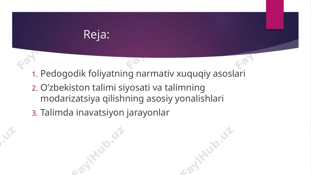 qonuniy manfaatlarini amalga oshirish uchun kafolatlar beriladi. global o‘zgarishlar davrida ta'lim-tarbiyaga extiyoj ortib boradi. chunki hayot o‘zgarish sur'atlari tezlashadi. bu bir tomondan, turli xalqlar hayot soxalarida imkoniyat doirasida umumiy jihatlarni, qulayliklarni yaratib bersa, ikkinchi tomondan axborot makoni kengayadi. turli maqsad va manfaatlarga yo‘naltirilgan har xil g‘oya, qarashlar, uni targ‘ibot qilish texnologiyalari ijtimoiy ong va tafakkuriga ta'sir ko‘rsatish maqsadida “jozibador”ligini oshirgan xolda samaradorlikka erishish uchun harakat qiladi. ta'lim-tarbiyaning “sovetcha” modeli o‘rnida yangi, ya'ni hozirgi zamonda ta'lim-tarbiya soxasida dunyoda erishilgan yutuqlarga, axborot kommunikatsiya tizimi, pedagogik texnologiyalarni joriy etgan xolda ta'limni amalga oshirishga, ta'lim soxasiga yangi innovatsiyalarni joriy etishga davlat siyosati darajasida e'tibor berilmokda. uning yutuqlarini esa dunyo e'tirof etmoqda. masalan, ta'lim sohasida innovatsiyalarni joriy etishga bo‘yicha mustaqillik yillarida “ta'lim to‘g‘risida”gi qonun2, “kadrlar tayyorlash milliy dasturi” qabul qilindi3, kadrlar tayyorlash milliy modeli ishlab chiqilib, yangicha dunyoqarash, g‘oya va mafkuralar xilma-xilligiga asoslangani shaxsning ta'lim darajasi va salohiyatini oshirishga, mustaqil fikrlaydigan, ijodiy yondoshuv madaniyatiga ega …