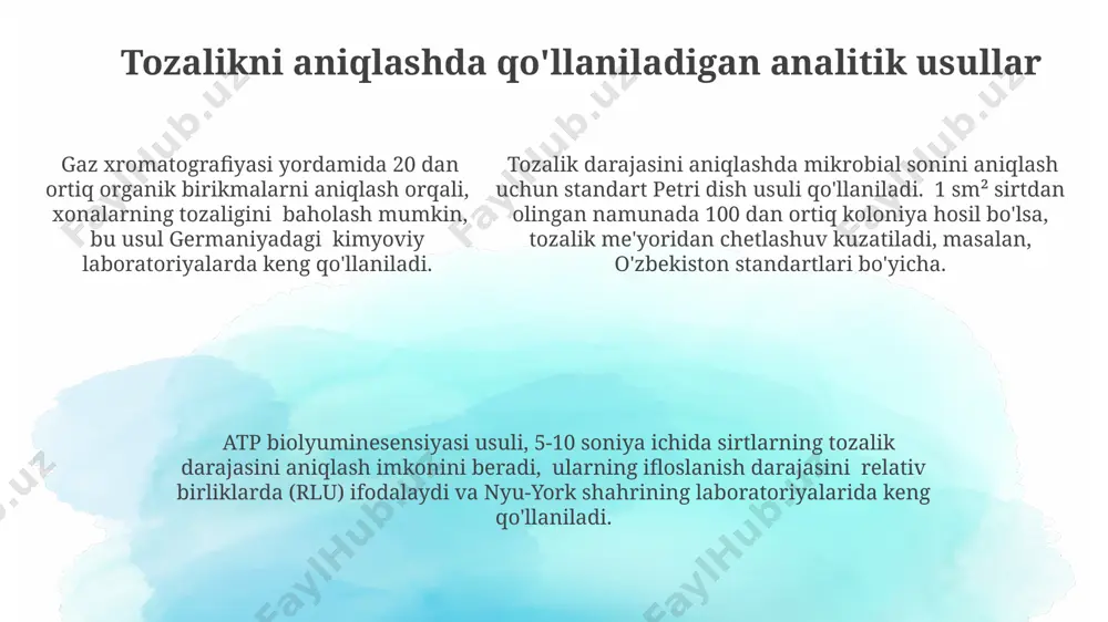jihozlar tozaligi va uni aniqlashda qo'llaniladigan analitik usullar - Page 5