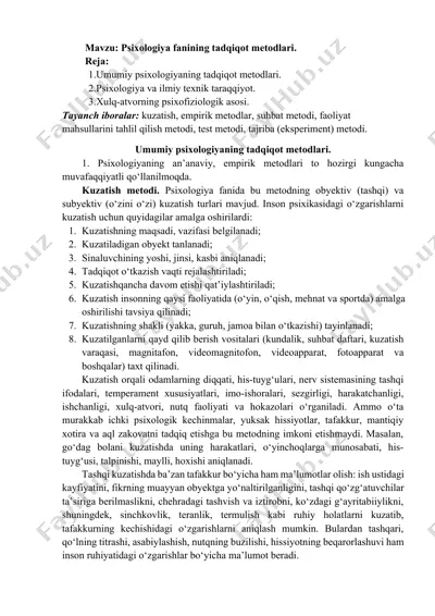 psixologiya fanining tadqiqot metodlari — DOCX