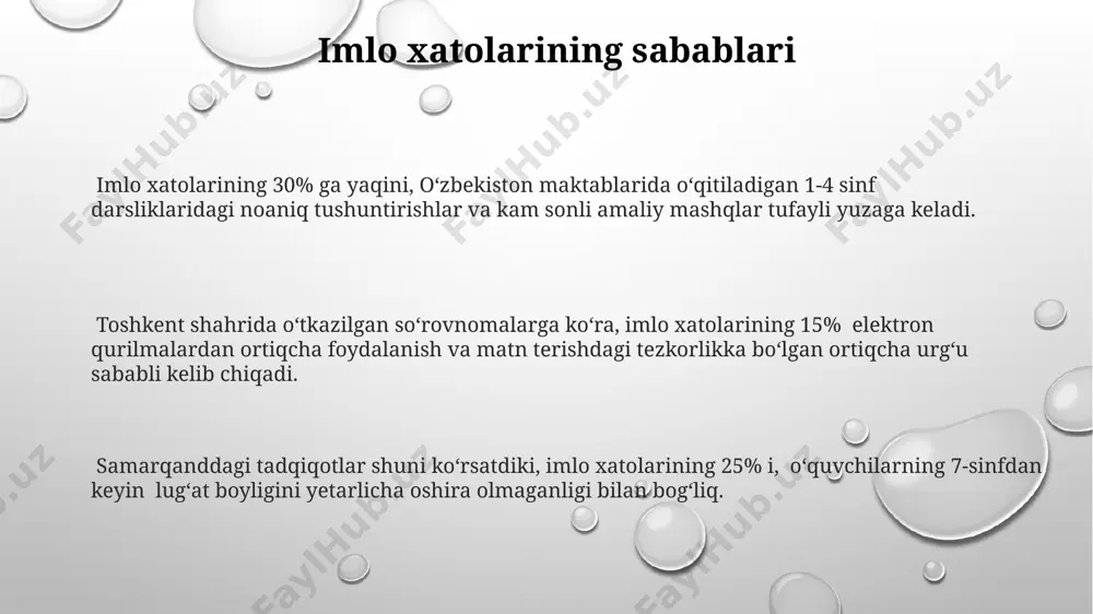 foydalanishda, 2000 yildan keyin nashr etilgan 5 ta turli nashriyotning samarqand shahridagi kitob do'konlarida topish mumkin bo'lgan lug'atlarni solishtirish foydali bo'ladi. imlo xatolarini tuzatishda, "o'zbek tili imlo lug'ati" va "o'zbek tilining izohli lug'ati" kabi 2 ta asosiy manbadan foydalanib, 10 tadan ortiq so'zning imlosini tekshirish tavsiya etiladi. taxminan 300 ming so'zli onlayn lug'atlar, masalan, toshkentdagi serverlarda joylashgan ma'lumotlar bazalaridan foydalanib, tezkor imlo tekshiruvini amalga oshirish mumkin. o'qish va yozish ko'nikmalarini rivojlantirish samarqanddagi 100 nafar o'quvchida o'tkazilgan eksperiment natijalariga ko'ra, fonetik mashqlar orqali imlo xatolarini 15% ga kamaytirish mumkinligi aniqlandi, bu esa ushbu usulning samaradorligini ko'rsatadi. to'g'ri yozish qoidalarini o'rgatishda interaktiv o'yinlardan foydalanish, masalan, 7-sinf o'quvchilari uchun yaratilgan "imlo olimpiadasi" o'yini, o'quv jarayonini yanada qiziqarli va samarali qilishga yordam beradi. o'zbekiston maktablarida 2023-yilda o'tkazilgan tadqiqotlar shuni ko'rsatdiki, 5-sinf o'quvchilarining 30%ida imlo xatolariga yo'l qo'yish hollari kuzatilgan, bu esa o'qish va yozish ko'nikmalarini rivojlantirishga e'tibor qaratish zarurligini ta'kidlaydi. imlo xatolarini aniqlash imlo …