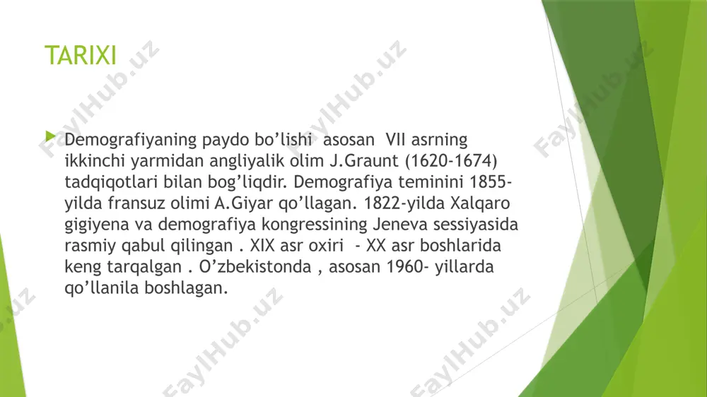milliy tashkilotlar, tibbiyot muassasalariga sogʻlom oilani shakllantirish maqsadida keng qam-rovli sotsiologik-demografik tadqiqotlar oʻtkazadi o’zbekistonda 2017 yil demografik statistika doimiy aholi soni. o’zbekiston respublikasi doimiy aholisi soni 2018 yil 1 yanvar holatiga 32653,9 ming kishini tashkil etib, 2017 yilda 533,4 ming kishiga yoki 1,7 %ga o’sgan. jumladan, shahar aholisi soni 16533,9 ming kishini (jami aholi sonidagi ulushi 50,6 %), qishloq aholisi soni 16120,0 ming kishini (49,4 %) tashkil etdi. respublika hududlari kesimida tahlillar shuni ko’rsatmoqdaki, 2018 yil 1 yanvar holatiga eng ko’p aholi soni samarqand viloyatida 3719,6 ming kishini (respublika aholisi sonidagi ulushi 11,4 %ni) tashkil etib, keyingi o’rinlarda farg’ona viloyatida 3620,1 ming kishini (11,1 %), qashqadaryo viloyatida 3148,1 ming kishini (9,6 %), andijon viloyatida 3011,6 ming kishini (9,2 %) tashkil etdi. 2018 yil 1 yanvar holatiga aholisi soni 3 mln. kishidan oshgan hududlar soni 4 tani tashkil etdi hududlar kesimida doimiy aholi sonining taqsimlanishi (2018 yil 1 yanvar holatiga, respublika …