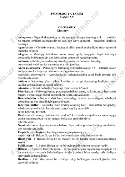 psixologiyadan glossariy — DOC