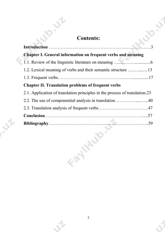 and professionally cultured, creative and social activity, with the ability to orientate in the social and political life independently, capable to raise and solve the problems to the perspective[footnoteref:1]”. [1: kadrlar tayyorlash milliy dasturi: toshkent 1997, 35 bet] on december 10, 2012 there was released the decree of the first president of uzbekistan № 1875 “on measures to further improve foreign language learning system” about the development of the system of learning foreign languages. this decree gives a language learner great amount of opportunities, and at the same time puts concrete tasks for teachers of foreign languages[footnoteref:2]. [2: islam karimov., “on measures to further improve foreign language learning system” december 10, 2012. ] actuality of the qualification paper: this work is a qualitative and a quantitative study made to present one of learners’ real problems in translation. that is, the problem of frequent verbs and their translation into english. it …