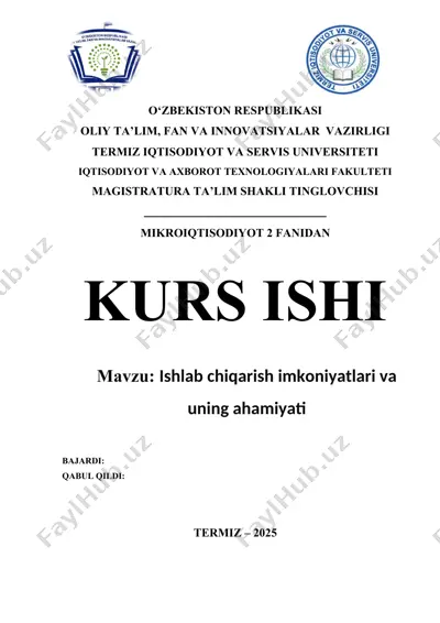 mikroiqtisodiyot-2 fanidan kurs ishi — DOCX