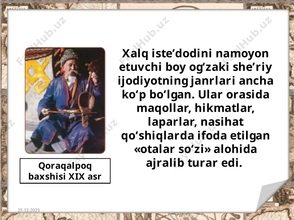 xix asrning ikkinchi yarmi – xx asr boshlarida qoraqalpoqlar madaniyati 9 -sinf - Page 3