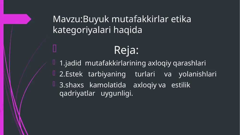 rivojlanish, balki umuman ma’naviy rivojlanish, shu jumladan axloqan rivojlanish poydevoridir. ta’lim va tarbiya o‘zaro bir-biriga bog‘liq bo‘lib, ular shaxsni ma’nan kamolotga yetkazuvchi turli yo‘llar hisoblanadi. forobiy ijtimoiy tarbiyani tartibga solish, uni boshqarish masalalariga alohida e’tibor bergan. u mehnat faoliyati tarbiyaning muhim vositasi hisoblanadi, degan xulosaga keladi. forobiy inson baxt –saodatga erishuvi uchun ularni baxtli –saodatli qila oladigan jamoa rahbari bo‘lishi kerak deydi. u fozil shaharni boshqaradigan hokim tabiatdan: ibn sino (980–1037) pedagogika masalalariga ijodiy yondashgan. u bola tabiatini nafaqat tabib, balki yetuk pedagog sifatida ham chuqur bilishini namoyon qilgan. olimning bolalarga ta’lim va tarbiya berish haqidagi ko‘plab fikrlari o‘zining chuqurligi, insonparvarlik ruhi bilan yo‘g‘rilganligi va tarbiyadek murakkab muammoni to‘g‘ri talqin qilishi bilan kishini lol qoldiradi. ibn sino taklif qilgan tarbiya va ta’lim mazmuni aqliy tarbiya, jismoniy sog‘lomlashtirish, estetik tarbiya, axloqiy tarbiya va hunar o‘rgatishni o‘z ichiga oladi. ibn sino bola tarbiyasining butun mashaqqati va murakkabliklarini juda chuqur tushungan. «tib qonunlari» …