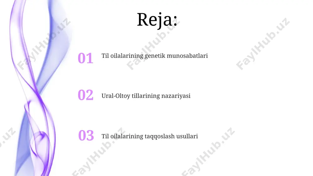 joyi sifatida ko'rsatadi. genetik lingvistika usullari yordamida 200 dan ortiq lug'at birliklari taqqoslab o'rganilib, ural-oltoy tillarining umumiy ajdodi mavjudligi haqidagi farazni qo'llab-quvvatlaydigan 30 ta asosiy o'xshashlik aniqlangan. morfologiya va sintaksis ural-altaic tillarining morfologiyasi, masalan, turkiy tillarda keng qo‘llaniladigan agglutinatsiya usulini 20 dan ortiq affikslar yordamida namoyon qiladi, bu esa so‘z shakllarining murakkabligini ko‘rsatadi. altaic tillarining sintaksisi, yapon tilida sov (subjekt-obyekt-fe'l) so‘z tartibining ustunligini, xususan, jumla tuzilmalarida namoyish etadi. mo‘g‘ul tillarining morfologiyasi va sintaksisi, o‘zbek tiliga nisbatan 3ta asosiy holat qo‘shimchasining murakkabroq shakllarga ega bo‘lishi bilan farqlanadi. lug'at fondi va leksik statistika урал-алтой тилларининг луғат фондида 5000 дан ортиқ ўзаро боғлиқ сўзларнинг мавжудлиги, шу жумладан, 300 таси россиянинг сибир ҳудудидаги диалектларда учрайди. лесик статистика тадқиқотларида, туркий, монғол ва тунгус тилларидаги 200 та умумий этиш феълларининг ўхшашлиги аниқланган. 15 та урал-алтой тилининг фонетик таркибини таҳлил қилиш орқали, ўртак келиб чиқишни исботловчи 700 та лексик бирликнинг частоталиги олтой тоғлари минтақасида юқори эканлиги аниқланган. …