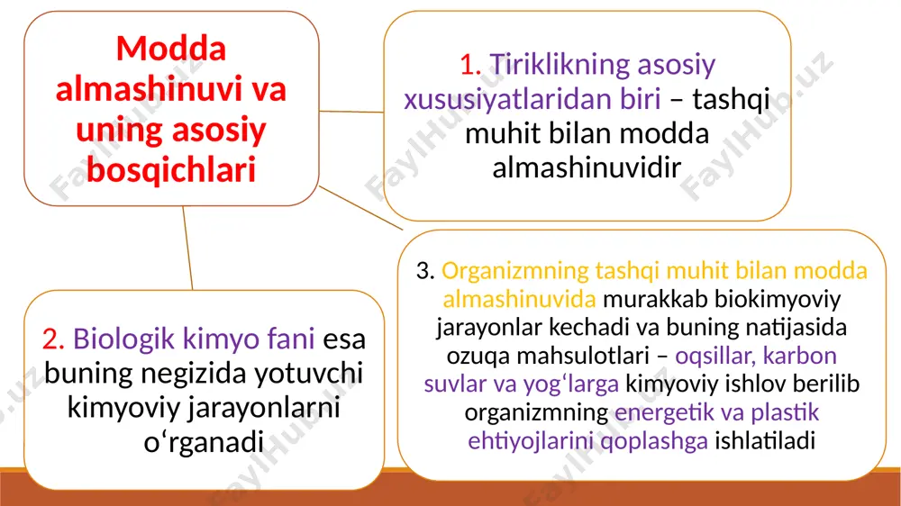 anishda organizm uchun hayotiy zarur bo‘lgan asosiy ozuqa mahsulotlaridan tashqari minor komponentlarini ham to‘g‘ri tanlash zarurdir. ularga almashinmaydigan aminokislotalar, to‘yinmagan yog‘ kislotalar, vitaminlar, mineral elementlar kiradi (1-jadval). balansli ovqatlanish balansli ovqatlanishning birinchi va muhim prinsiplaridan biri ovqat tarkibida asosiy ozuqa mahsulotlarini, biologik faol moddalarni va mineral elementlarning nisbatini inson yoshiga, jinsiga, ish faoliyatiga va turmush tarziga qarab to‘g‘ri belgilashdir. ratsional ovqatlanish ratsional ovqatlanish – bu o‘z vaqtida (ertalabki, tushki va kechki ovqatlarda-3 mahal) moddalarning miqdorini va tarkibini to‘g‘ri taqsimlashdir. oqsillar, yog‘lar va karbon suvlar uchun bu nisbat 1:1:4 tengdir. dietologlar 5 mahal ovqatlanishni tavsiya qilishadi amlashtirib bo‘lmaydigan aminokislotalar mg anorganik elementlar mg vitaminlar mg izoleytsin 3-4 natriy 1100- 3300 vitamin a 1,5-2,5 leytsin 4-6 kaliy 1900-5800 vitamin d 12-25mkg lizin 3-5 fosfor 800 vitamin e 10-20 metionin 2-4 kalsiy 800 vitamin k 2 fenilalanin 2-3 xlor 1700- 5100 vitaminb1 2 treonin 2-3 magniy 300-500 vitamin b2 2-3 triptofan 1 mis …