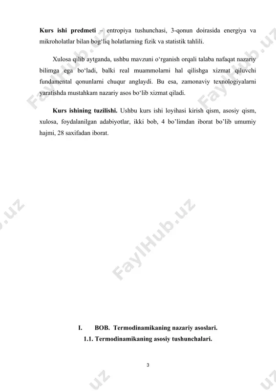 inishga ega: lim (t → 0) s = 0 bu yerda s - entropiya, t - harorat. bu formuladan ko‘rinadiki, harorat mutlaq nolga yaqinlashgan sari entropiya kamayadi va nihoyat nolga teng bo‘ladi. ammo haqiqatda mutlaq nolga yetish mumkin emas, chunki har bir moddada minimum energiya mavjud, bu esa texnik jihatdan nolga yetishga imkon bermaydi. ideal kristallar va amaliyotdagi istisnolar amalda, uchinchi qonun ideal kristall moddalar uchun to‘g‘ri ishlaydi. ideal kristall - bu hech qanday nuqson, nuqta yoki kasallik bo‘lmagan mukammal tuzilmaga ega moddalardir. biroq, har bir modda haqiqatda ideal bo‘lmaydi, shuning uchun har bir moddaning entropiyasi mutlaq nolga yetmaydi. misol uchun, amorf moddalarda (mukammal kristall tuzilmasiga ega bo‘lmagan) entropiya mutlaq nolga yaqinlashsa-da, u nolga teng bo‘lmaydi. uchinchi qonunning tarixi va rivojlanishi termodinamikaning uchinchi qonuni 1906-yilda germaniyalik fizik walther nernst tomonidan rivojlantirildi. nernst, entropiyaning mutlaq nolga yaqinlashishini kashf etdi va bu amaliyotda ishlatiladigan issiqlik kuchlari va energiya o‘tishining yangi nazariyasini yaratishga …
