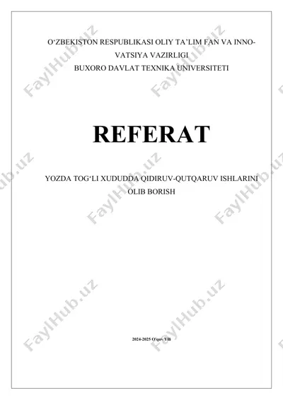 togʻli hududlarda qidiruv-qutqaruv ishlarini olib borish — DOCX