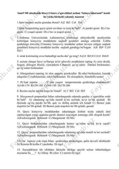 "kimyo laboranti" kasbi — DOCX