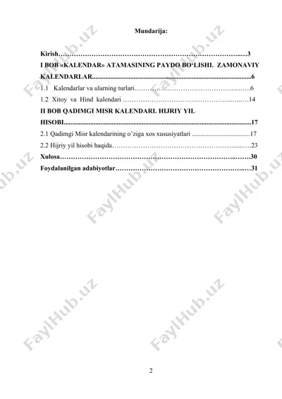 kalendarlar va ularning turlari — DOCX